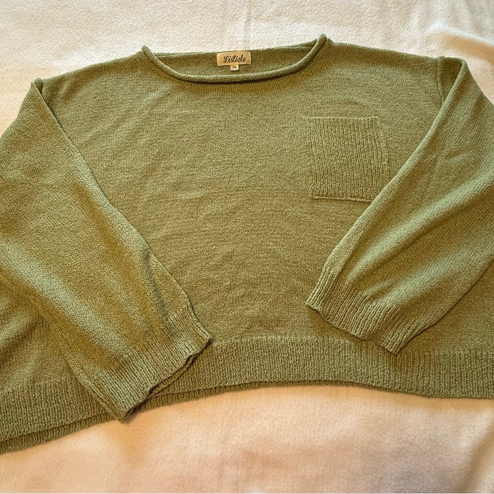 Listicle Olive Green Crew Neck Sweater